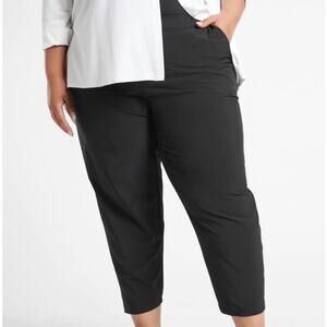 Athleta Womens Nolita Tapered Crop Pants 20 Black Zipper Pockets Athleisure